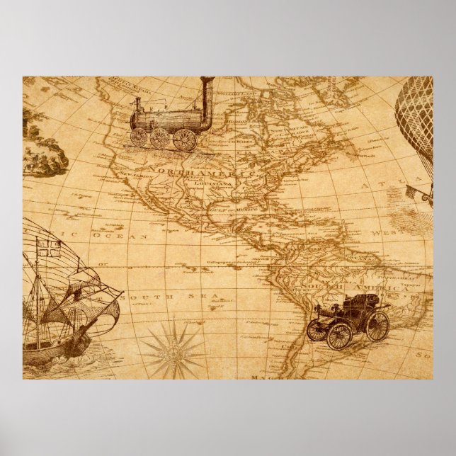 Eine alte Karte Amerikas Poster (Vorne)