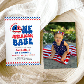 Eine amerikanische Babe 4. Juli erste Geburtstagsp Einladung