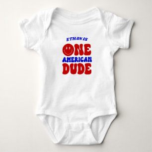 Eine Amerikanische Kerl 4. Juli 1. Geburtstagsfeie Baby Strampler