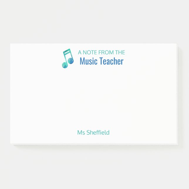 Eine Anmerkung vom Musik-Lehrer-personalisierten Post-it Klebezettel (Vorderseite)