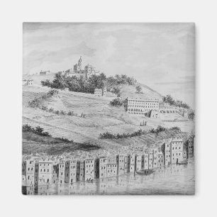 Eine Ansicht des Hafens der Stadt von Lyon Magnet