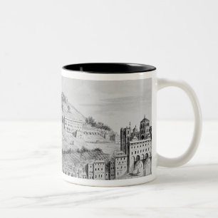 Eine Ansicht des Hafens der Stadt von Lyon Zweifarbige Tasse
