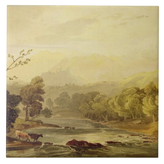 Eine Ansicht über das Brathay nahe Ambleside (w/c Fliese (Vorderseite)