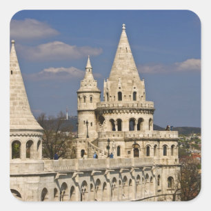 Eine Ansicht von Budapest vom Burghügel. Quadratischer Aufkleber
