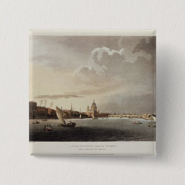 Eine Ansicht von London von der Themse, 1809 Button (Vorderseite)
