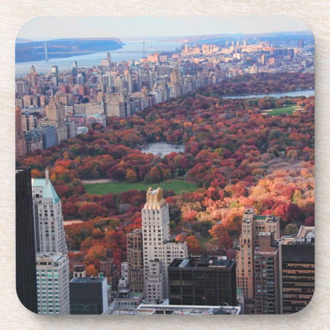 Eine Ansicht von oben: Herbst in Central Park 01 Untersetzer (Vorderseite)