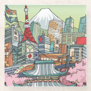 Eine Ansicht von Tokyo Glasuntersetzer