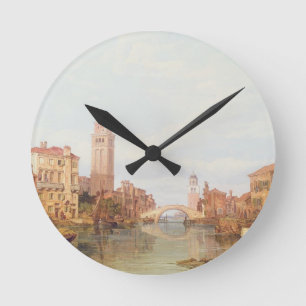Eine Ansicht von Verona, 1848 (Öl auf Leinwand) Runde Wanduhr