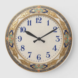 Eine antike japanische Satsuma-Keramik-Uhr im Stil Große Wanduhr