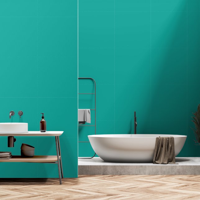 Eine aquamarine Grünfläche, die durch einen Kontra Tapete (Badezimmer)