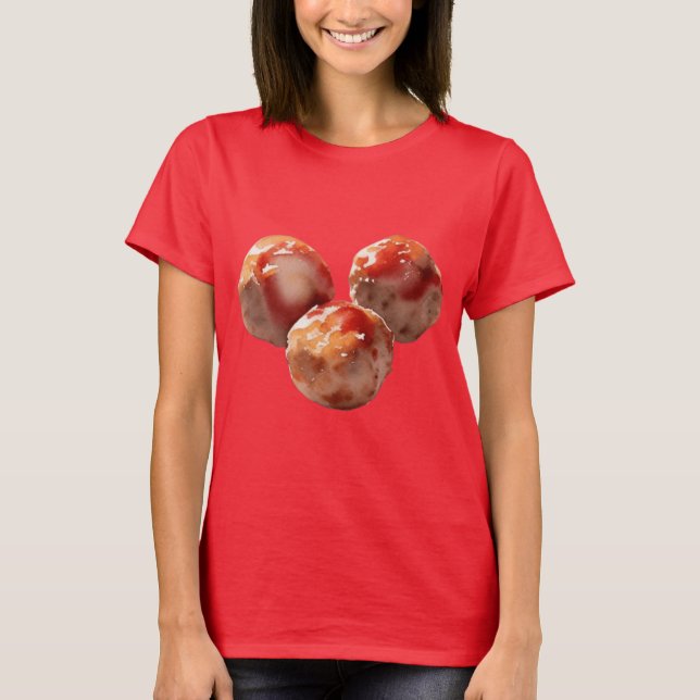 Eine Aquarellmalerei auf Juicy Meatballs T-Shirt (Vorderseite)