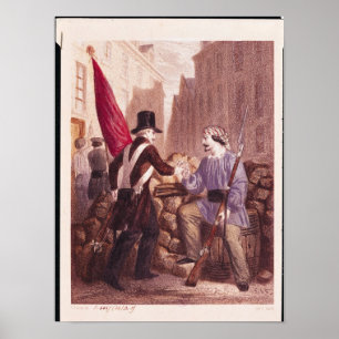 Eine Arbeitskraft, die sein Brot mit einem Poster