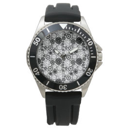 Eine Armbanduhr mit schwarzem Band