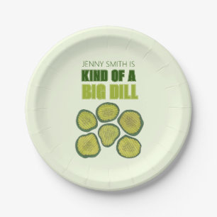 Eine Art Big Dill Deal Green Pickle Chip Glückwuns Pappteller