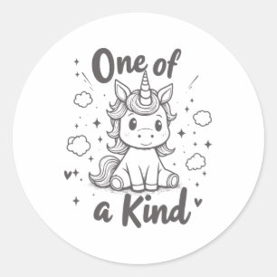 Eine Art Einhorn-Shirt Niedliche Valentine Kinder Runder Aufkleber