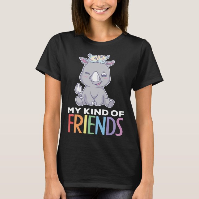 Eine Art Freunde Papageienvogel Rette Rhino-Tierki T-Shirt (Vorderseite)