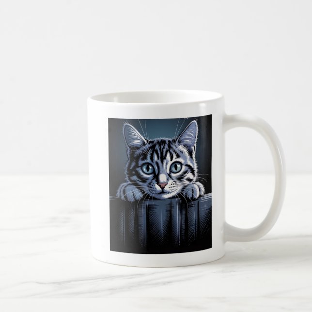 Eine auffallende Katzenillustration – kühne künstl Kaffeetasse (Rechts)