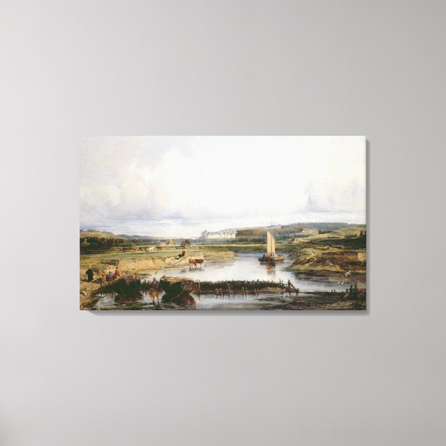 Eine ausgedehnte Flusslandschaft mit Blick auf die Leinwanddruck (Vorderseite)