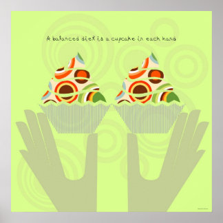Eine ausgewogene Ernährung der Cupcakes Poster
