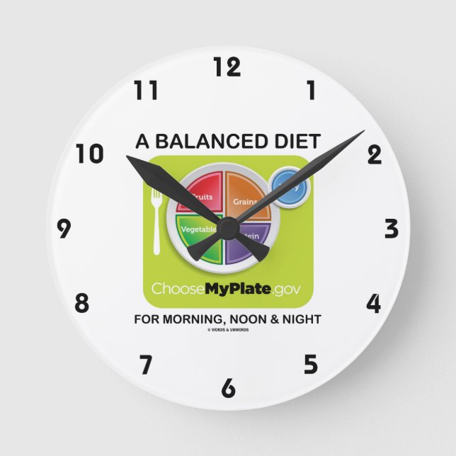 Eine ausgewogene Ernährung für den Morgen-, Noon-  Runde Wanduhr (Vorderseite)