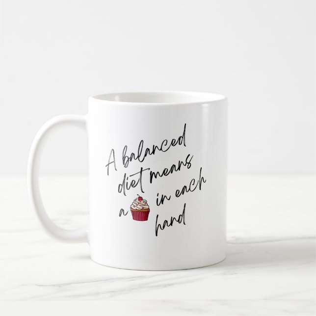 EINE AUSGEWOGENE NAHRUNG KAFFEETASSE (Links)