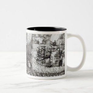 Eine Aussicht der Stadt und des Hafens Zweifarbige Tasse
