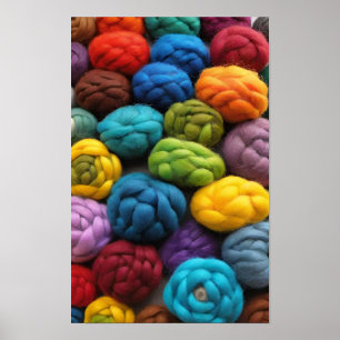 Eine Auswahl an farbenfrohen Garnballen aus Woven Poster