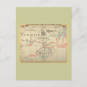 Eine authentische 1690 Pirate Map (mit Verzierunge Postkarte