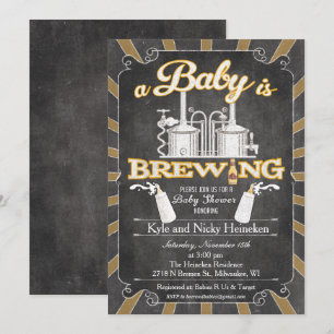 Eine "Baby is Brewing" BBQ-Einladung für Paare Einladung