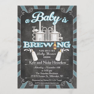 Eine "Baby is Brewing" BBQ-Einladung für Paare - J Einladung