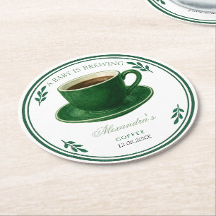 Eine Babybrauerei-Kaffeetasse Baby Shower Runder Pappuntersetzer