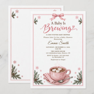 Eine Babybrauerei Rosa Winter-Cocoa-Baby-Party Einladung