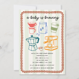 Eine Babyparty mit Kaffee-Doodle in neutraler Farb Einladung