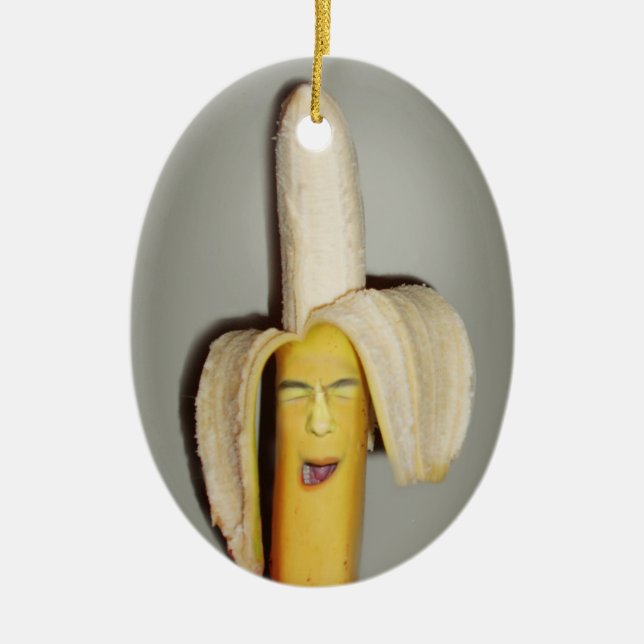 Eine Banane, die Kopfschmerzen spaltet Keramikornament (Vorne)