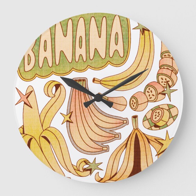 Eine Banane / Illustration von Bananen Große Wanduhr (Vorderseite)