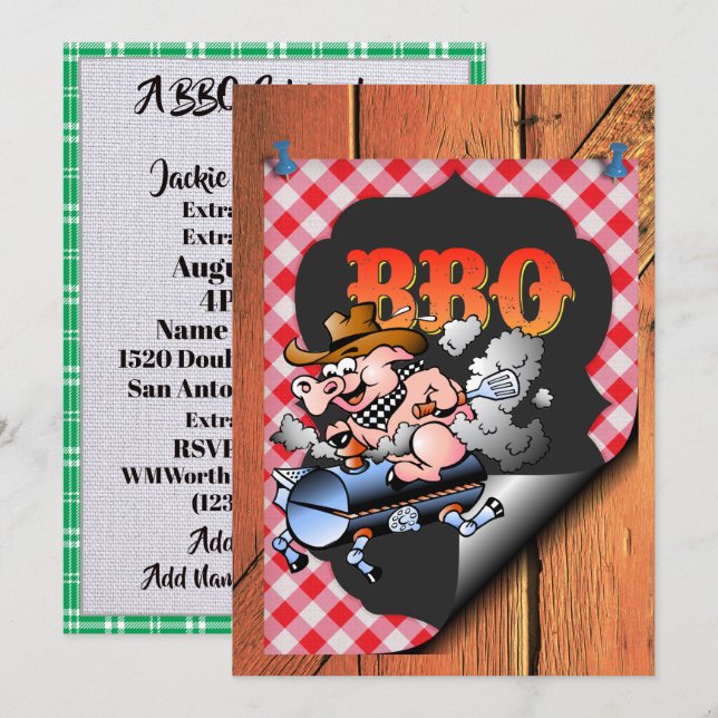 Eine Barbecue-Feier Einladung (Vorne/Hinten)