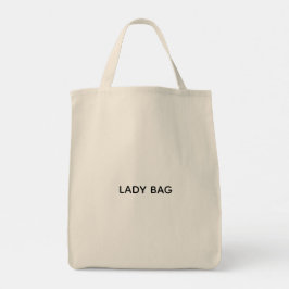 Eine beigefarbene Tasche mit dem Text "LADY BAG" b