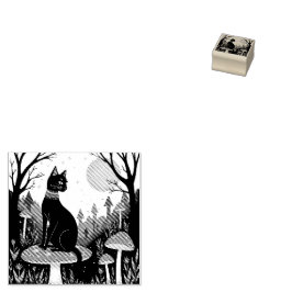 Eine bekannte schwarze Katze und ein Rollstuhl Hal Gummistempel