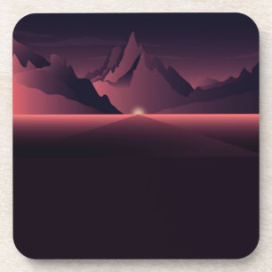 Eine Berg-Sonnenuntergang-Illustration Getränkeuntersetzer