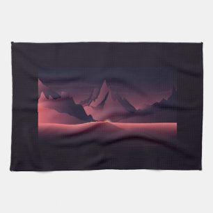 Eine Berg-Sonnenuntergangs-Illustration Geschirrtuch