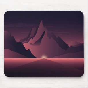 Eine Berg-Sonnenuntergangs-Illustration      Mousepad