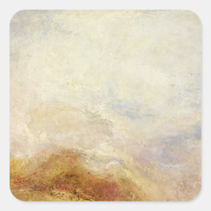 Eine Bergkulisse, Val d’Aosta - Joseph Mallord... Quadratischer Aufkleber