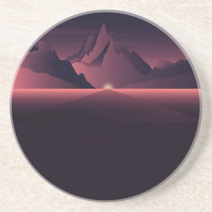 Eine Bergsonnenuntergangs-Illustration Getränkeuntersetzer