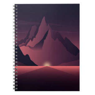 Eine Bergsonnenuntergangsillustration Notizblock