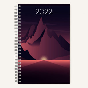 Eine Bergsonnenuntergangsillustration Notizbuch