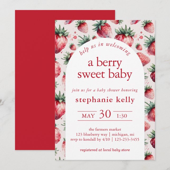 Eine Berry Sweet Baby Dusche Einladung (Vorne/Hinten)