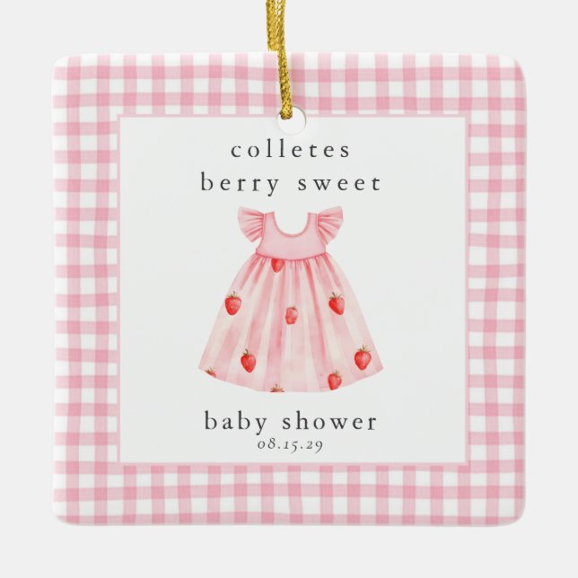 Eine Berry Sweet Baby Dusche Erdbeere Keramikornament (Vorderseite)