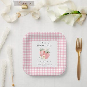 Eine Berry Sweet Baby Strawberry Baby Dusche Pappteller