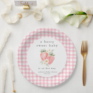 Eine Berry Sweet Baby Strawberry Baby Dusche Pappteller