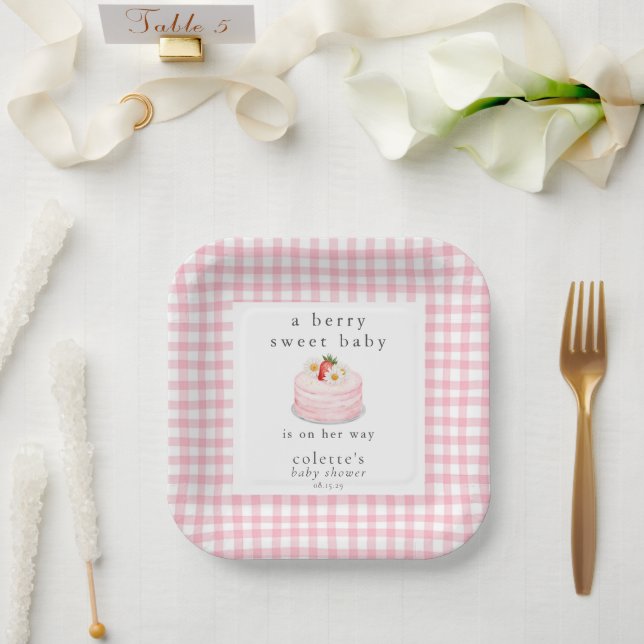 Eine Berry Sweet Baby Strawberry Baby Dusche Pappteller (Hochzeit)